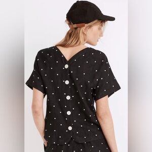 Madewell Lightspun Renwood Button-Back Top in Square Spot XXS